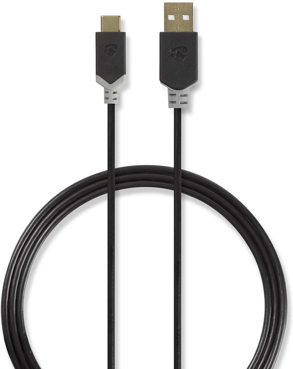 Kabel USB 2.0 | Type-C male - A male | 1,0 m | Antraciet